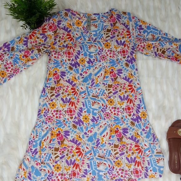 VSA Tops - GUC Geometric Print 100%  Cotton 3/4 Sleeve Tunic